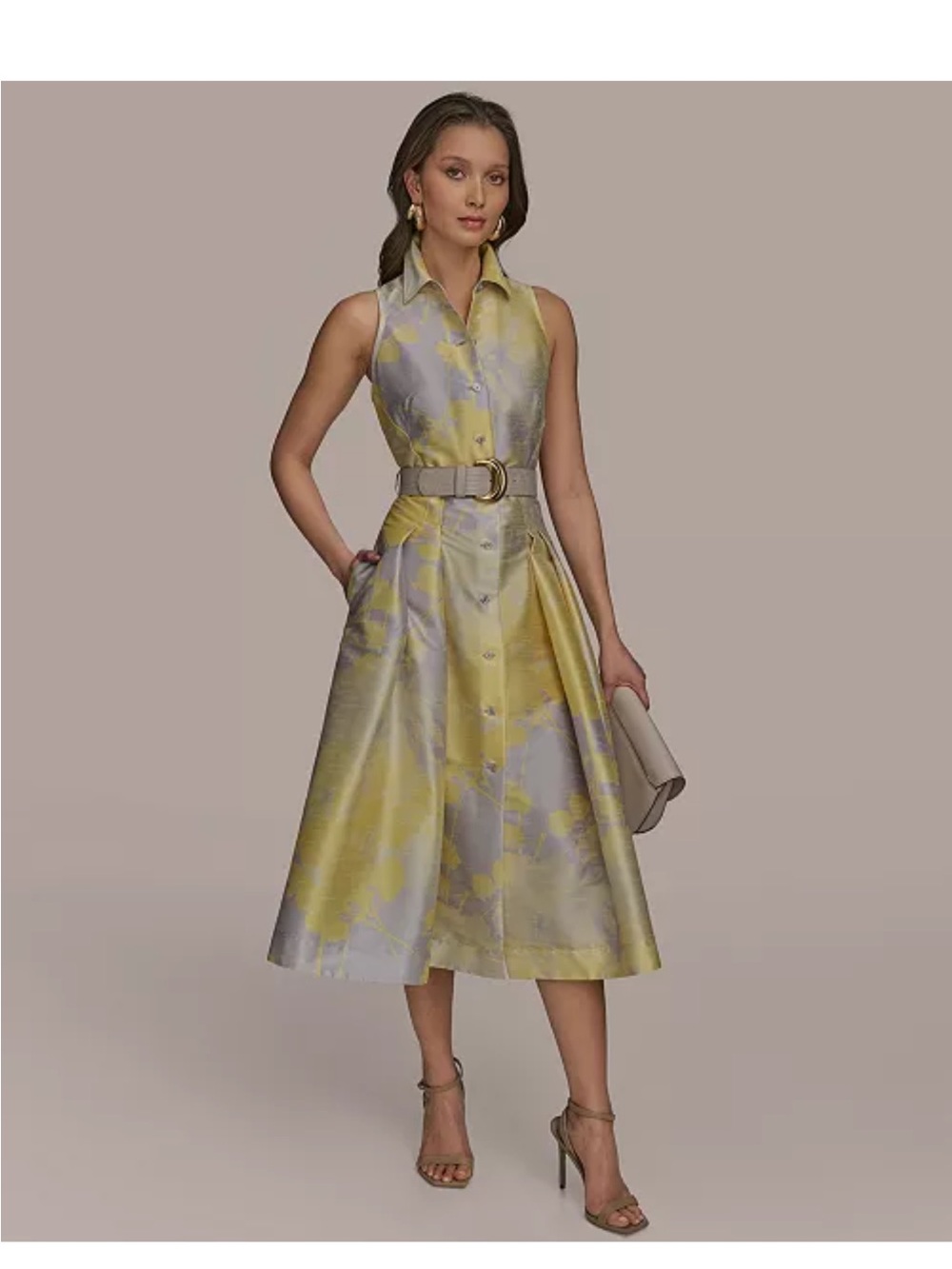 $229 Donna Karan New York Women's Printed Fit & Flare Shirt Dress sz4 NWT
